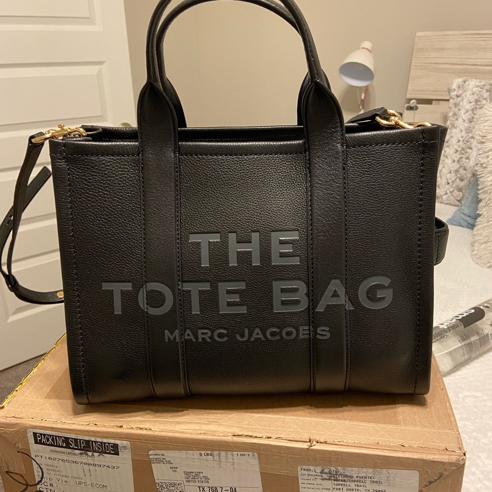 Marc Jacobs Black Leather Tote Bag